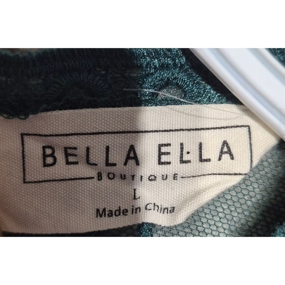 Bella Ella Boutique Emerald Green Floral Lace Mini Dress V-Neck HMD10802-B Large - Picture 4 of 6
